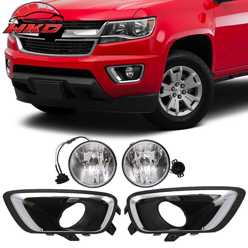 Fits 15-17 Colorado Front Fog Light Fog Lamp LH RH Pair H3 12V 20W Clear Lens