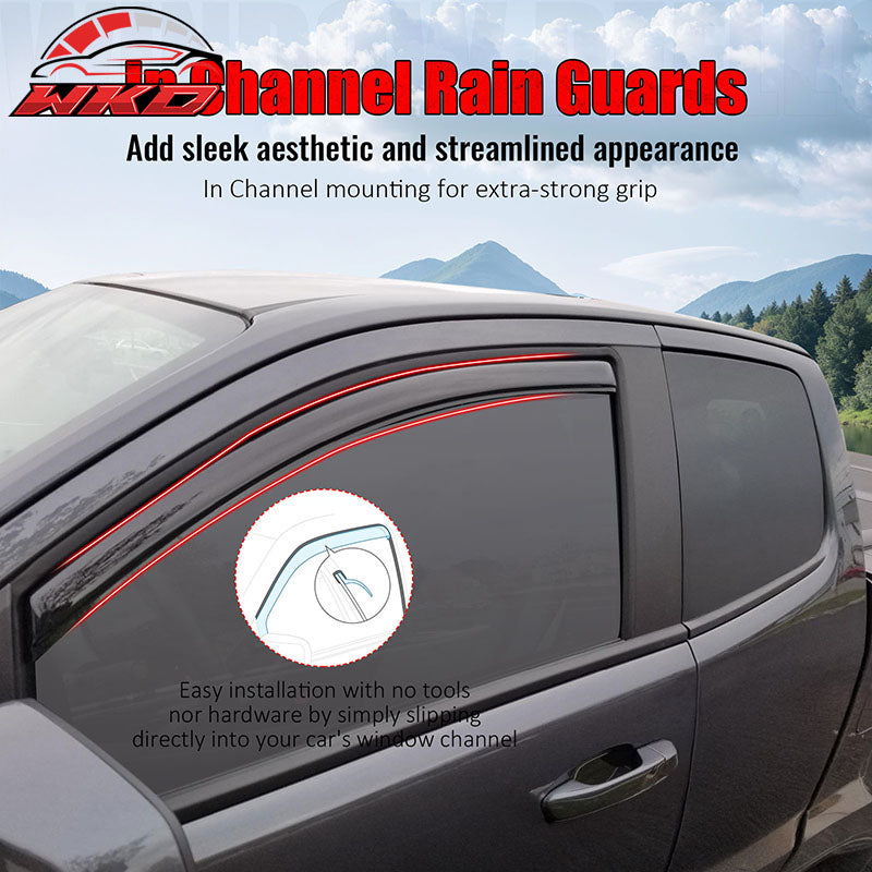 Fits 15-22 Chevy Colorado GMC Canyon Extended Cab Window Visors Guard In-Channel