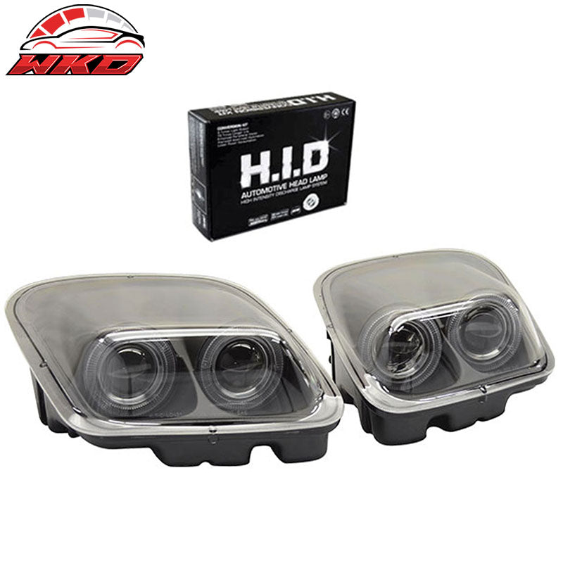 Fits 97-03 Corvette C5 Headlight Projector Black Dual LED Halo Rim HID 6000K