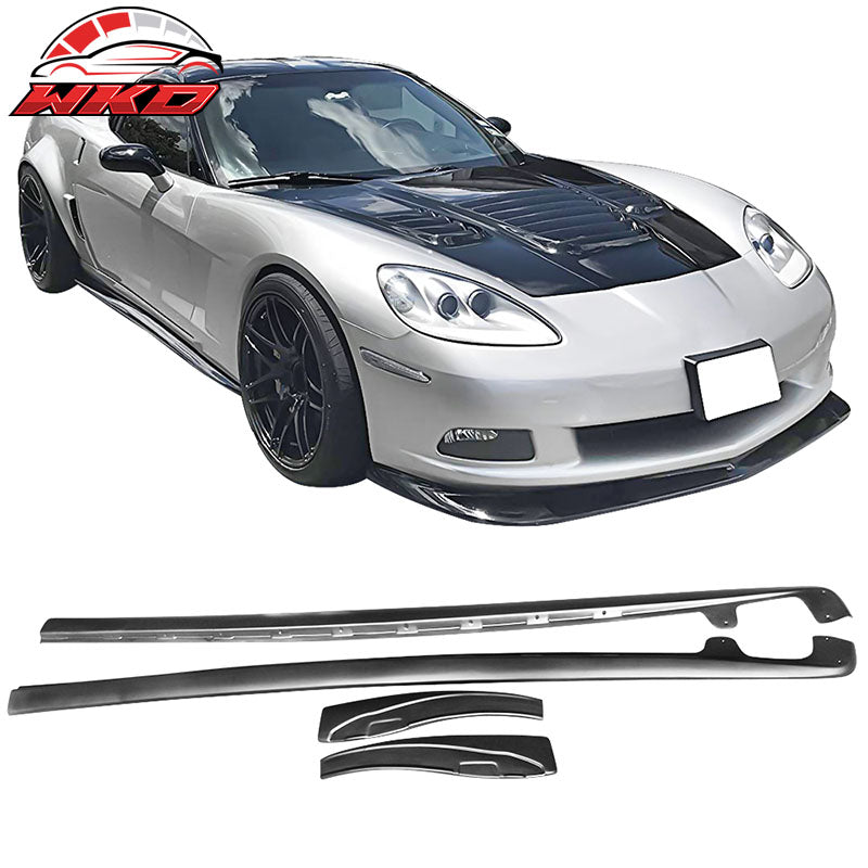 Fits 05-13 Chevy Corvette C6 Z06 ZL1 Style Matte Black Side Skirts - PP