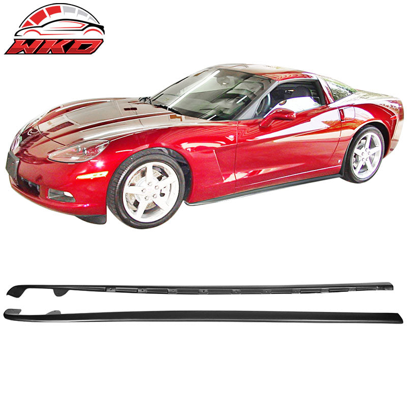Fits 05-13 Chevy Corvette C6 Base ZL1 Style Matte Black Side Skirts - PP