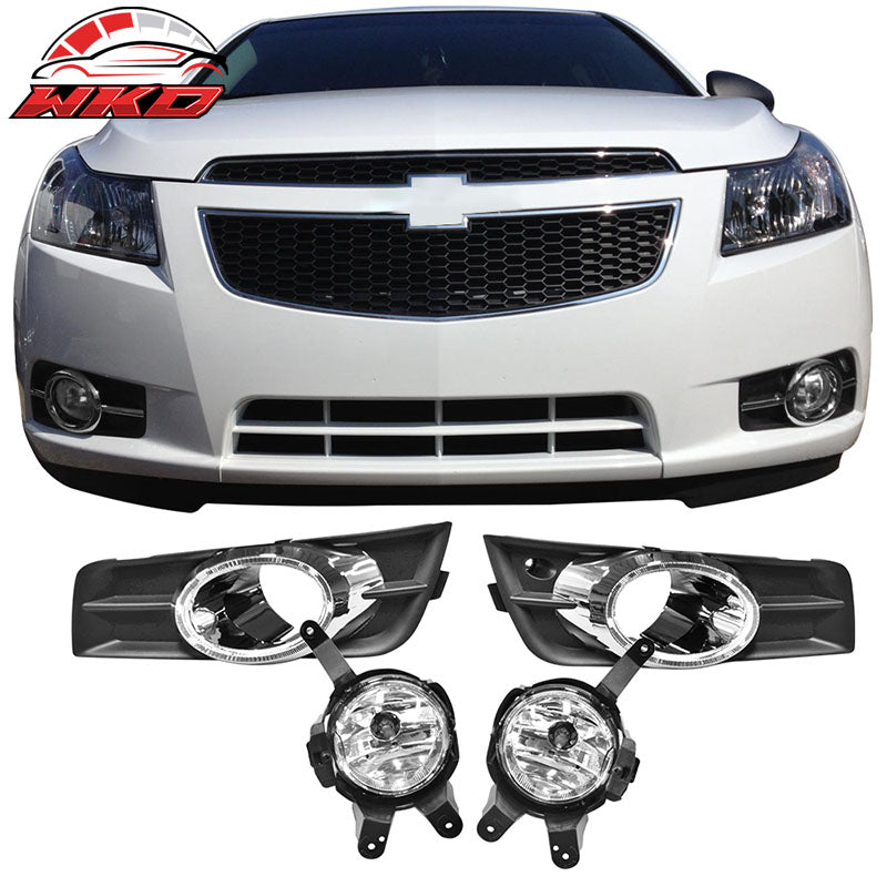 Fits 09-14 Chevy Cruze OE Style Black/Chrome Front Lower Foglights Pair