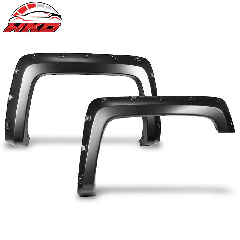 Fits 14-18 Silverado 1500 Long Bed Pocket Rivet Style Fender Flare 4PC Unpainted