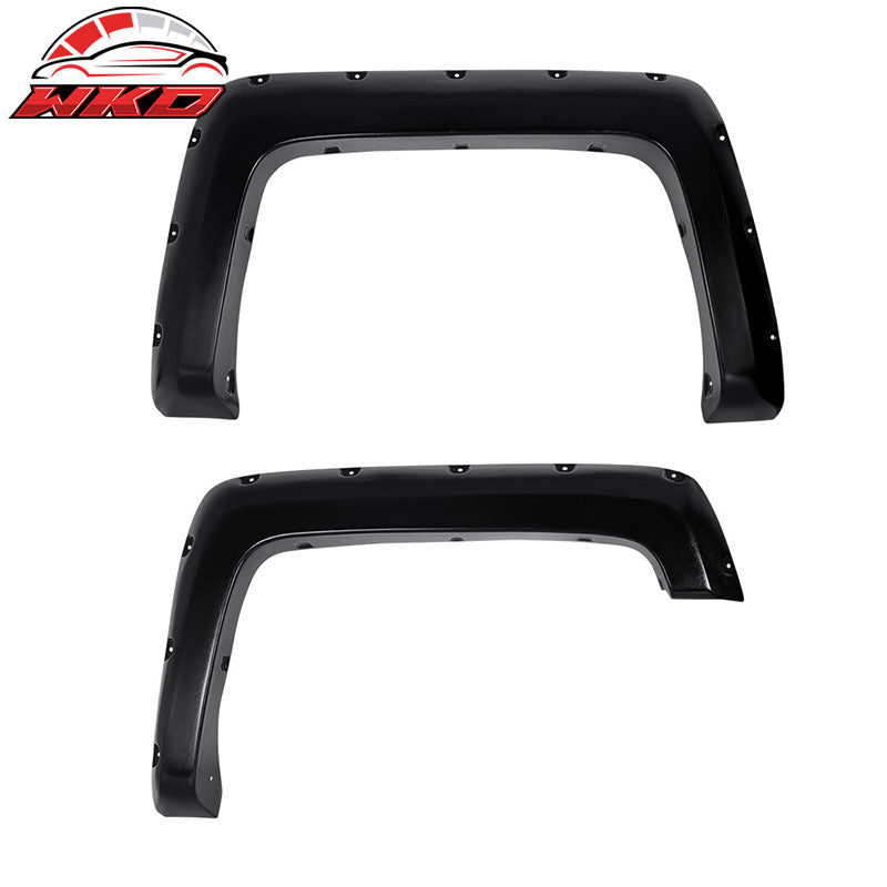 Fits 14-18 Chevy Silverado Short Bed Pocket Rivet Fender Flares ABS Textured
