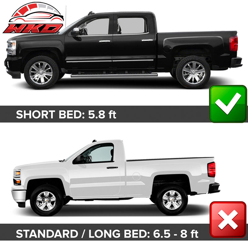 Fits 14-18 Chevy Silverado Short Bed Pocket Rivet Fender Flares ABS Textured