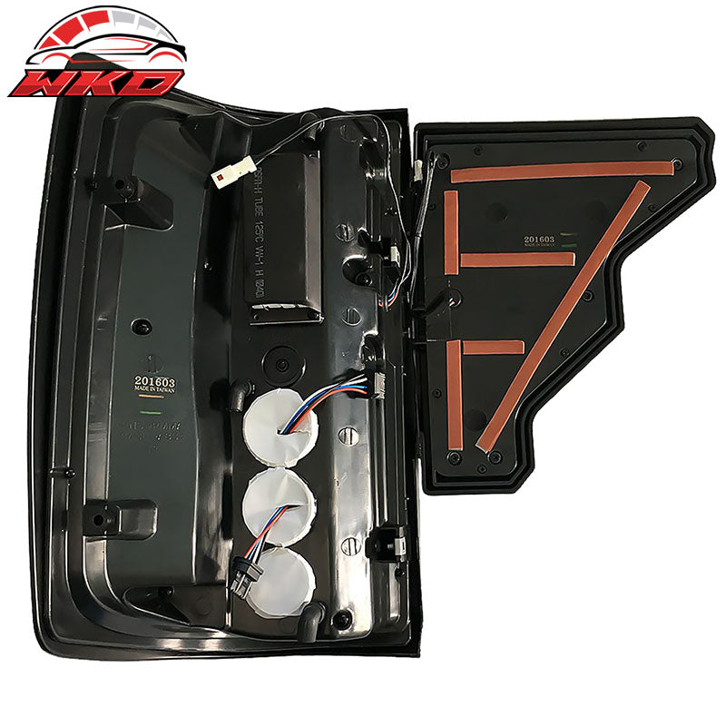 Fits 14-19 Silverado 1500 2500 3500 LED Tail Lights Smoke Lens Chrome Housing