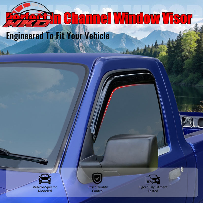 Fits 99-07 Chevy Silverado GMC Sierra 1500 Regular Cab Window Visors In-Channel