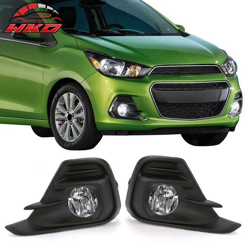 Fits 16-18 Chevrolet Spark OE Style Foglights Kit ABS Black Housing Clear Lens