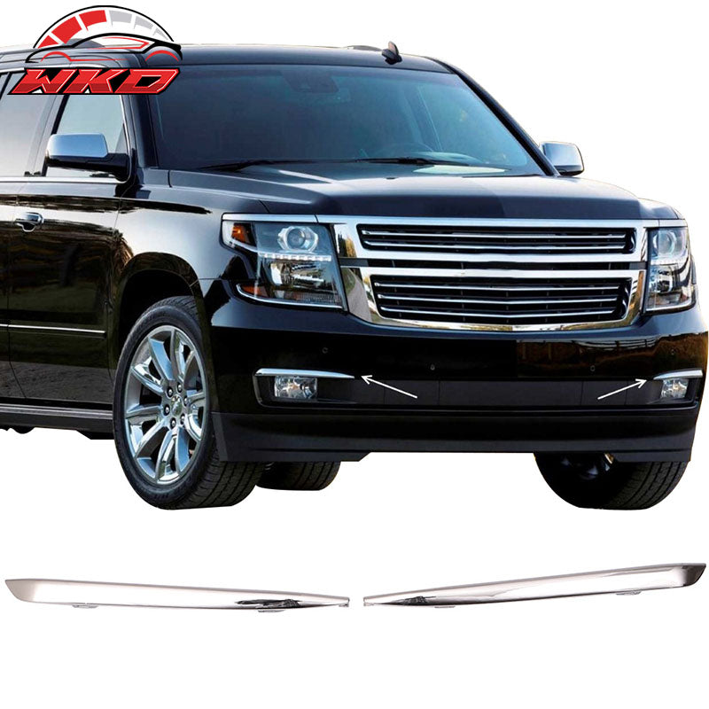 Fits 15-20 Chevy Suburban Tahoe Front Foglights Trim Pairs Chrome LTZ Trim