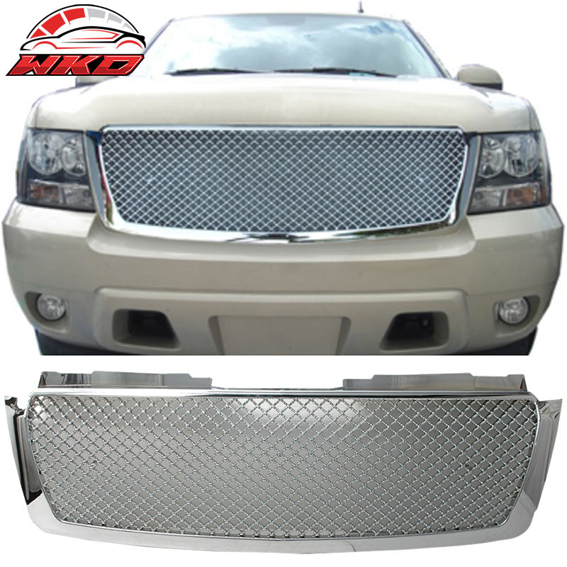 Fits 07-14 Tahoe Suburban Avalanche Mesh Chrome Bumper Cover Hood Grille Grill