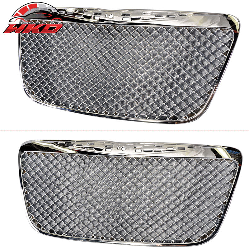 Fits 11-14 Chrysler 300 300C B Style Mesh Front Bumper Grille Guard Chrome ABS