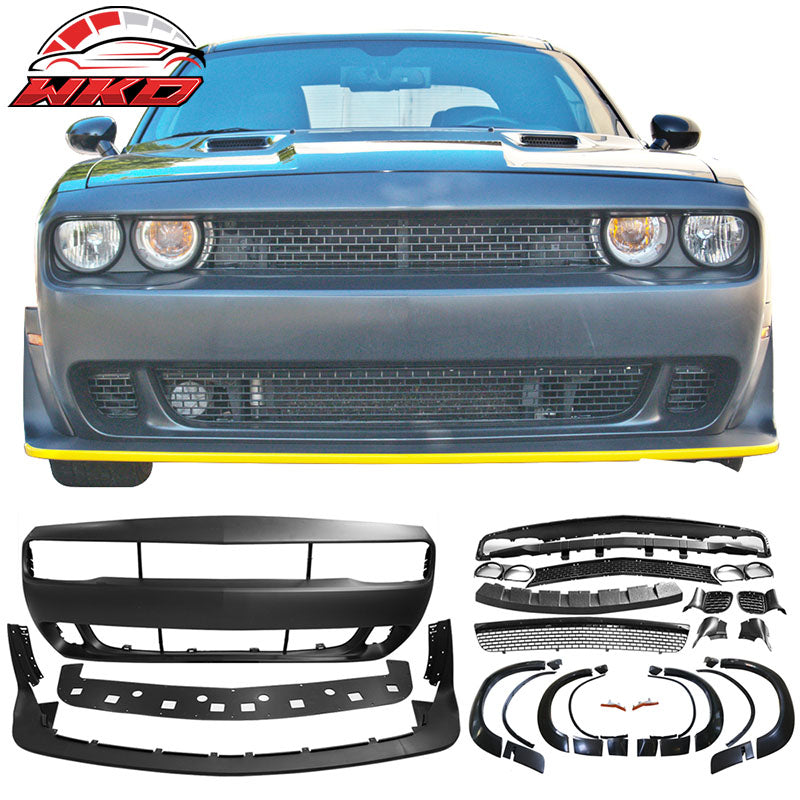 Fits 08-14 Challenger Front Rear Bumper w/ Lip + Demon Fender Flare +V1 Diffuser