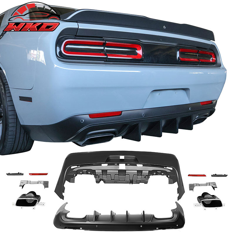 Fits 08-14 Challenger Front Rear Bumper w/ Lip + Demon Fender Flare +V1 Diffuser