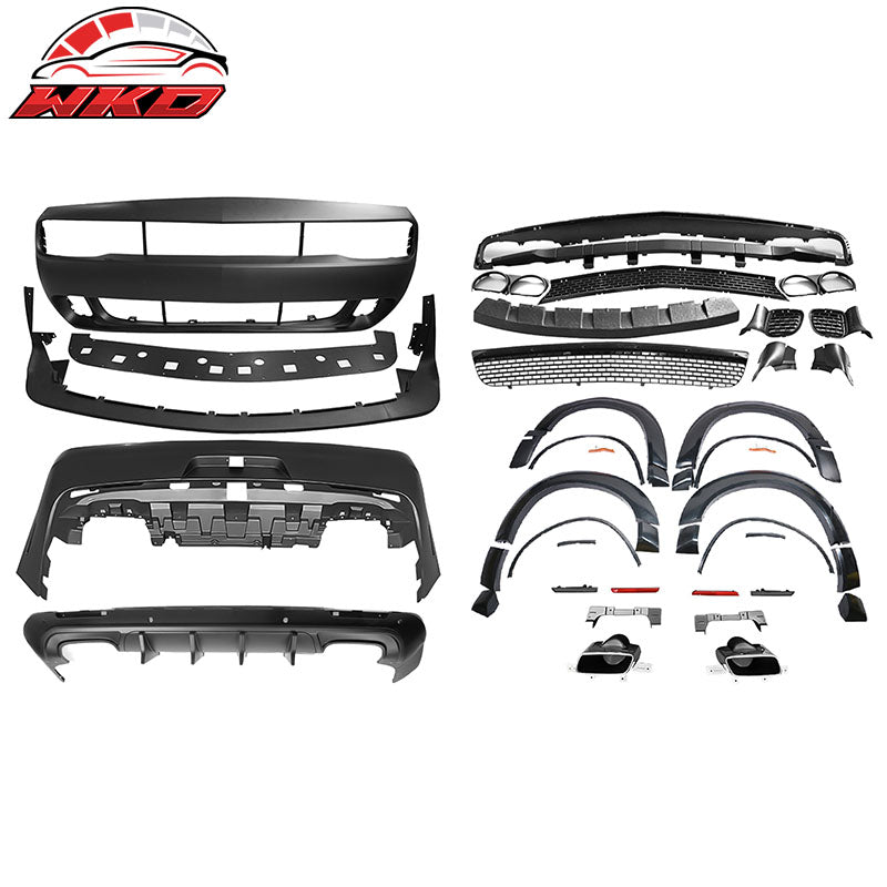 Wholesale 08-14 Challenger Front Rear Bumper w/ Lip + Demon Fender Flare +V4 Diffuser