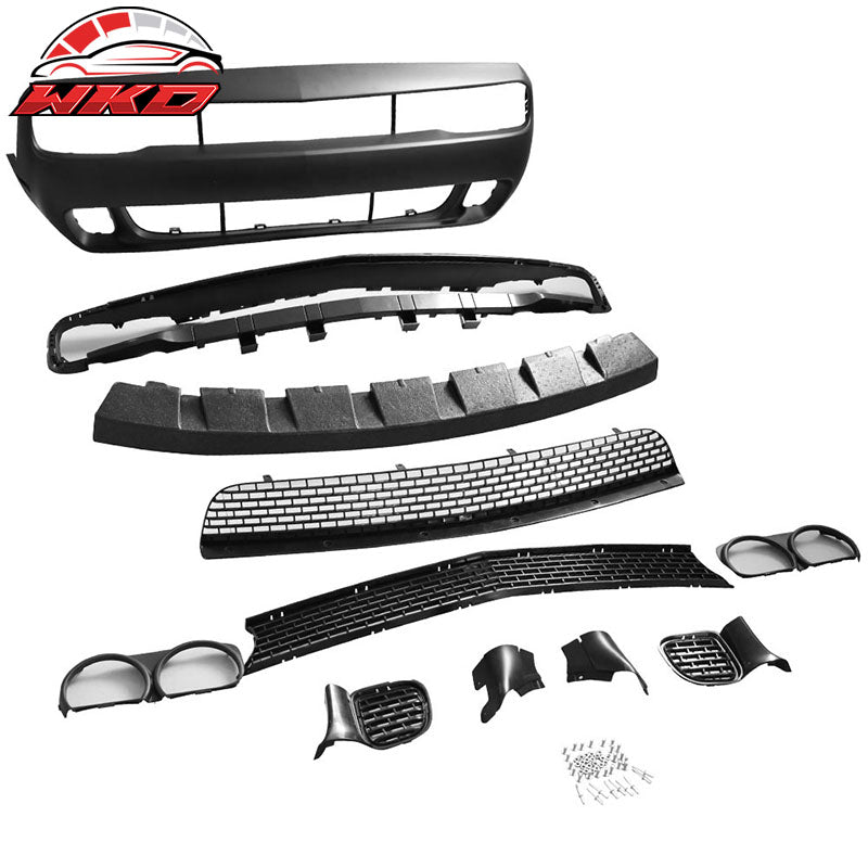 Fits 08-14 Challenger Front Rear Bumper w/ Lip + Demon Fender Flare +V4 Diffuser