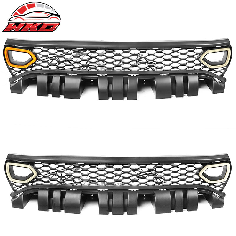 Fits 15-23 Dodge Charger Front Bumper Cover + Yellow Splitter + Grille w/ Lights