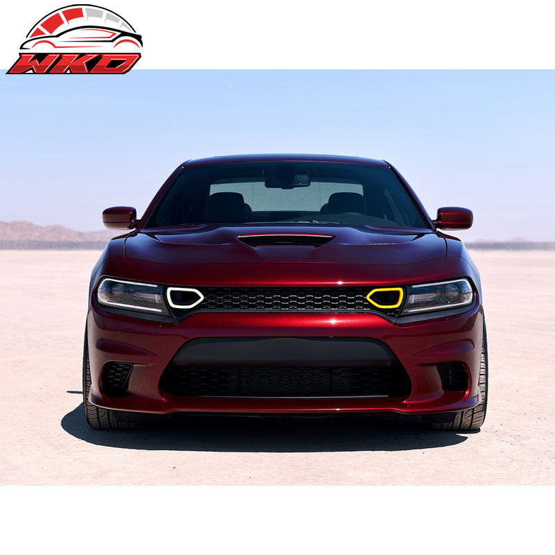Fit 15-23 Dodge Charger SRT Scat Pack 2PC Smoke LED DRL Bezel Grille Lights Lamp