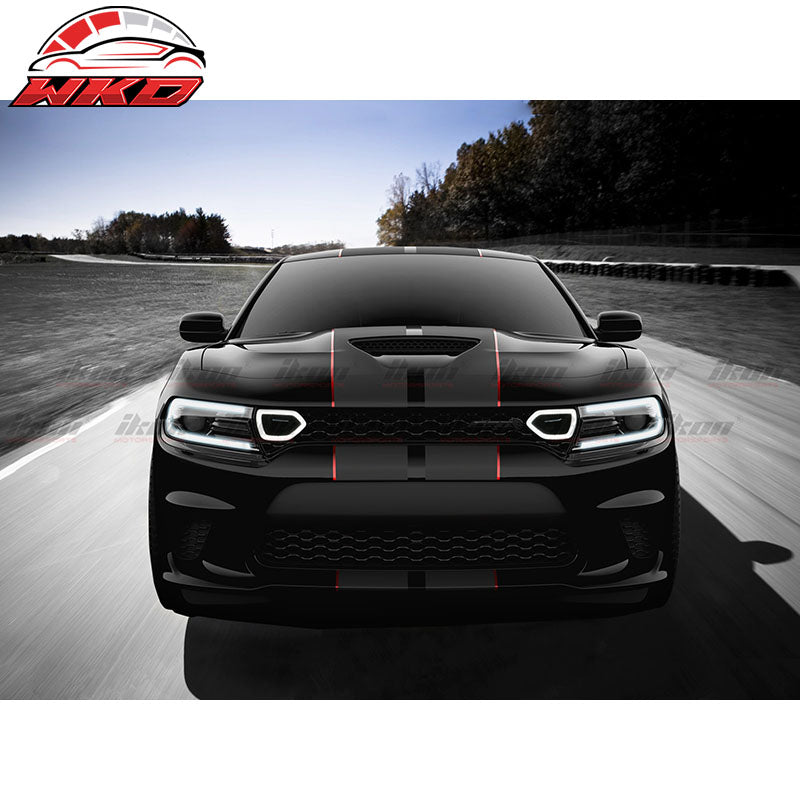 Fit 15-23 Dodge Charger SRT Scat Pack 2PC Smoke LED DRL Bezel Grille Lights Lamp