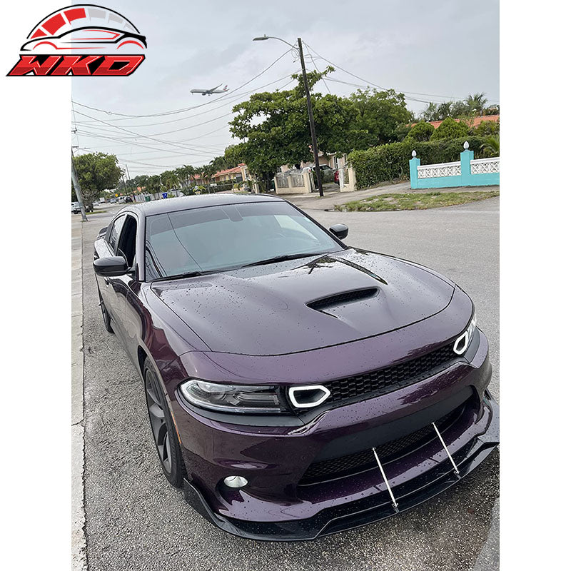 Fit 15-23 Dodge Charger SRT Scat Pack 2PC Smoke LED DRL Bezel Grille Lights Lamp