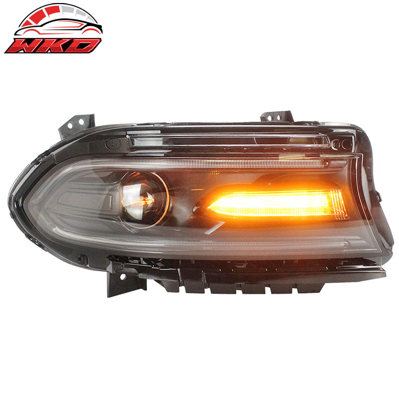 Fits 15-23 Dodge Charger Sequential Indicator LED DRL Projector Headlights Pair