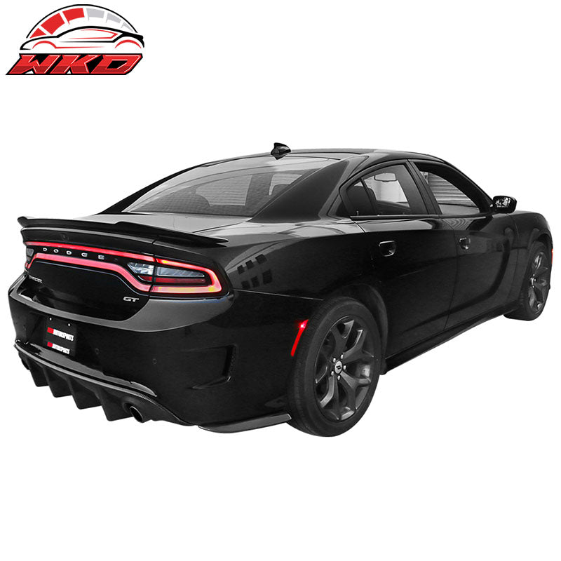 Fits 15-23 Dodge Charger Rear Bumper Diffuser + Side Aprons Carbon Fiber Print