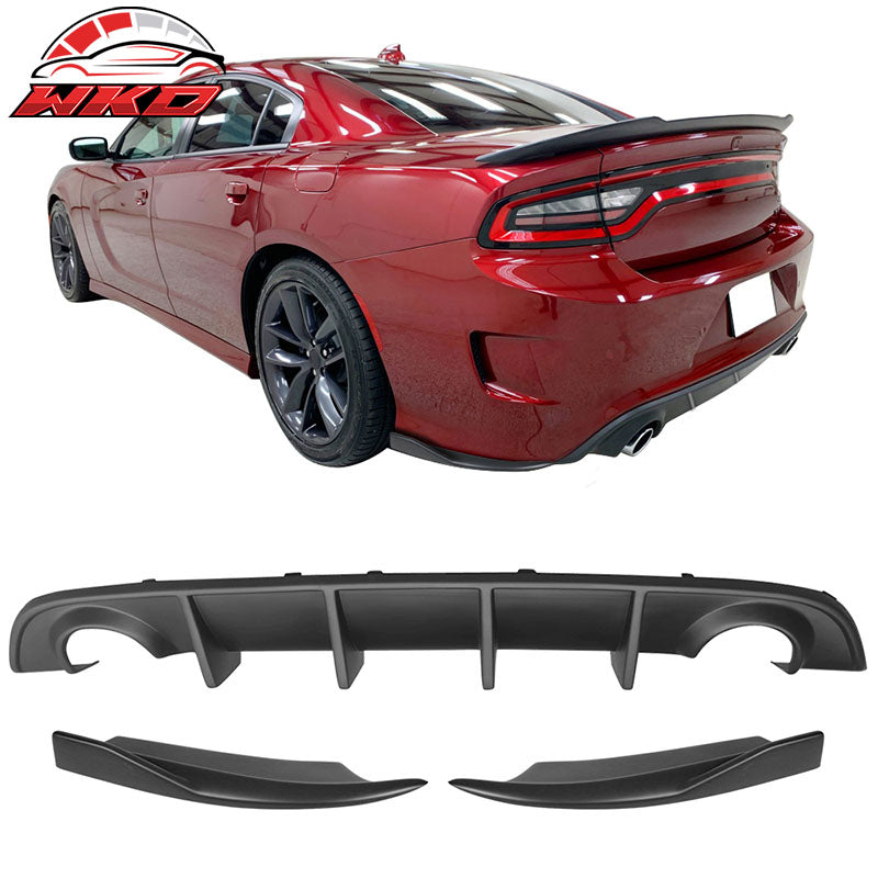 Fits 15-23 Dodge Charger SRT Rear Diffuser Bumper + V2 Style Side Aprons Lip -PP
