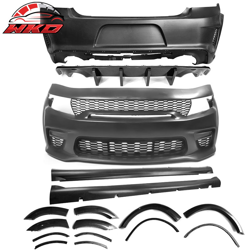 Wholesale 15-23 Dodge Charger Widebody Whole Bumper Side Carbon Look Diffuser Kits