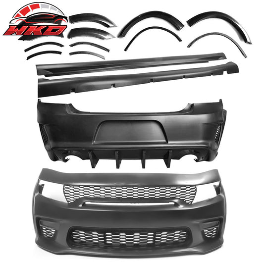 Wholesale 15-23 Dodge Charger Widebody Whole Bumper Side Gloss Black Diffuser Kits