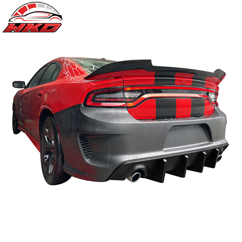 Fits 15-23 Dodge Charger Widebody Whole Bumper Side Gloss Black Diffuser Kits