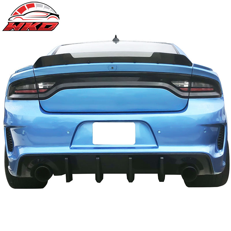 Fits 15-23 Dodge Charger Widebody Whole Bumper Side Gloss Black Diffuser Kits