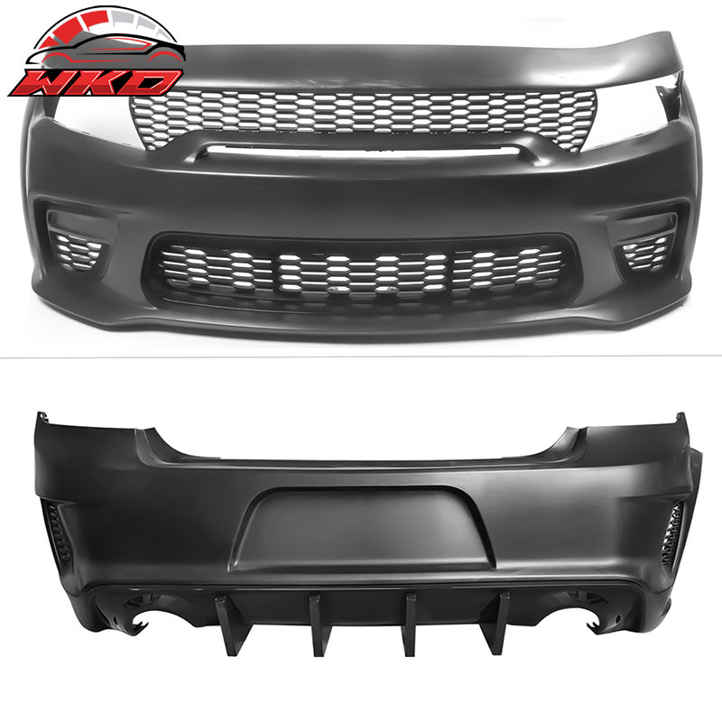 Fits 15-23 Dodge Charger Widebody Whole Bumper Side Gloss Black Diffuser Kits