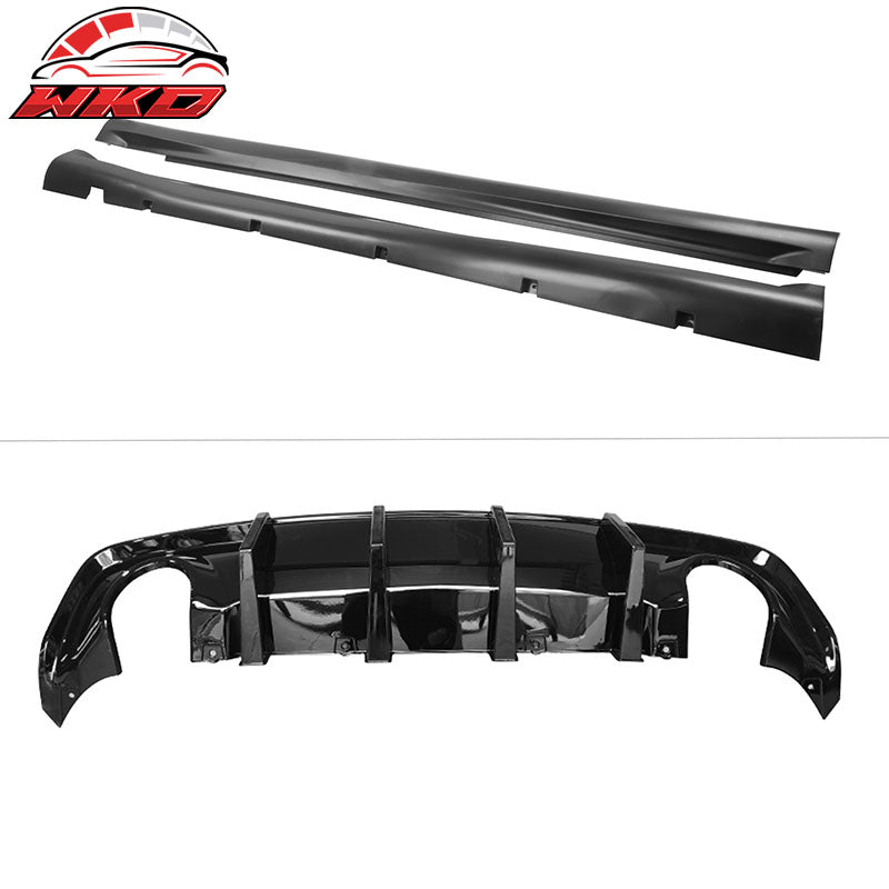 Fits 15-23 Dodge Charger Widebody Whole Bumper Side Gloss Black Diffuser Kits