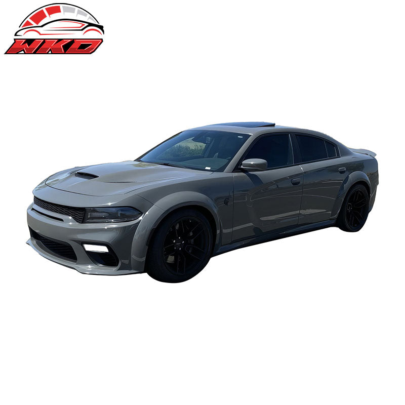 Fits 15-23 Dodge Charger Widebody Whole Bumper W/ LED Matte Black Diffuser Kits