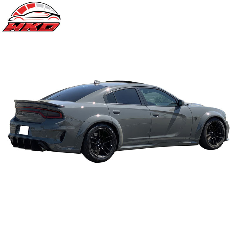 Fits 15-23 Dodge Charger Widebody Whole Bumper W/ LED Matte Black Diffuser Kits