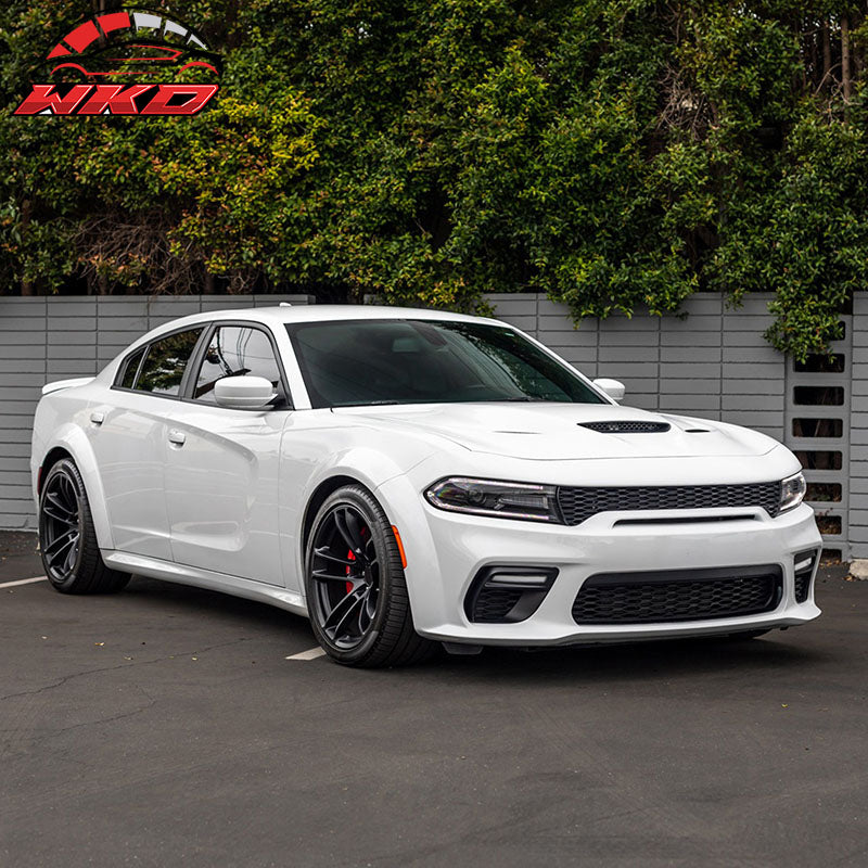 Fits 15-23 Dodge Charger Widebody Whole Bumper Carbon Look Diffuser Kits W/ LED
