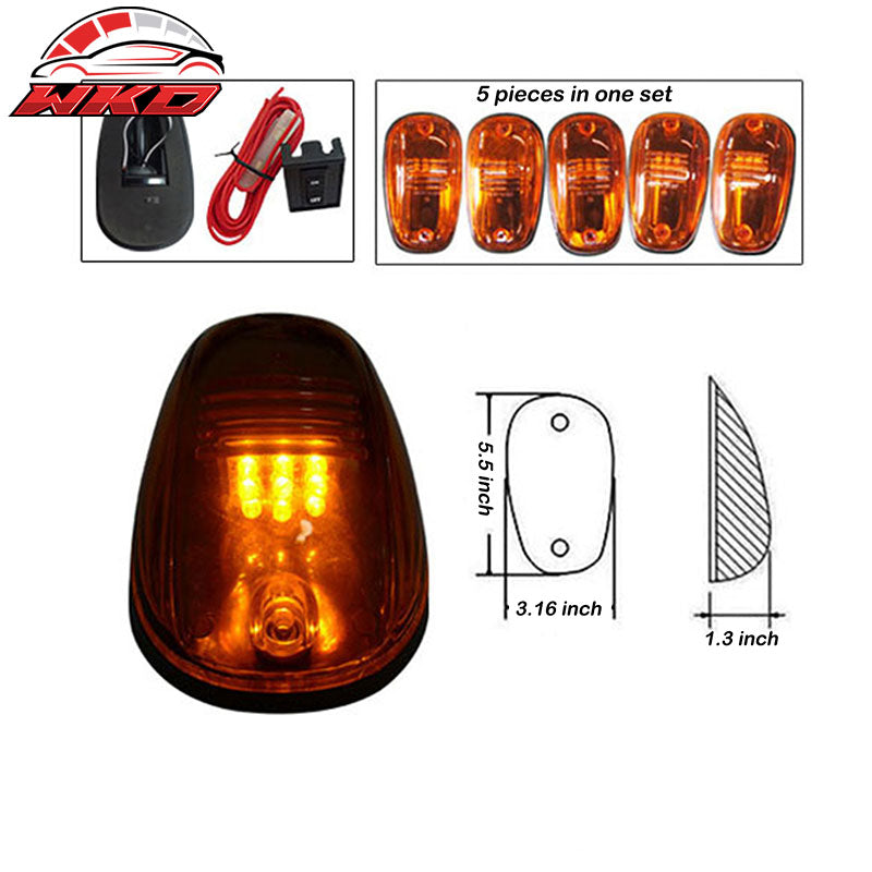 Fits Dodge & Ford Truck 5PCS Top Roof Front Marker Running Lights Yellow Lens