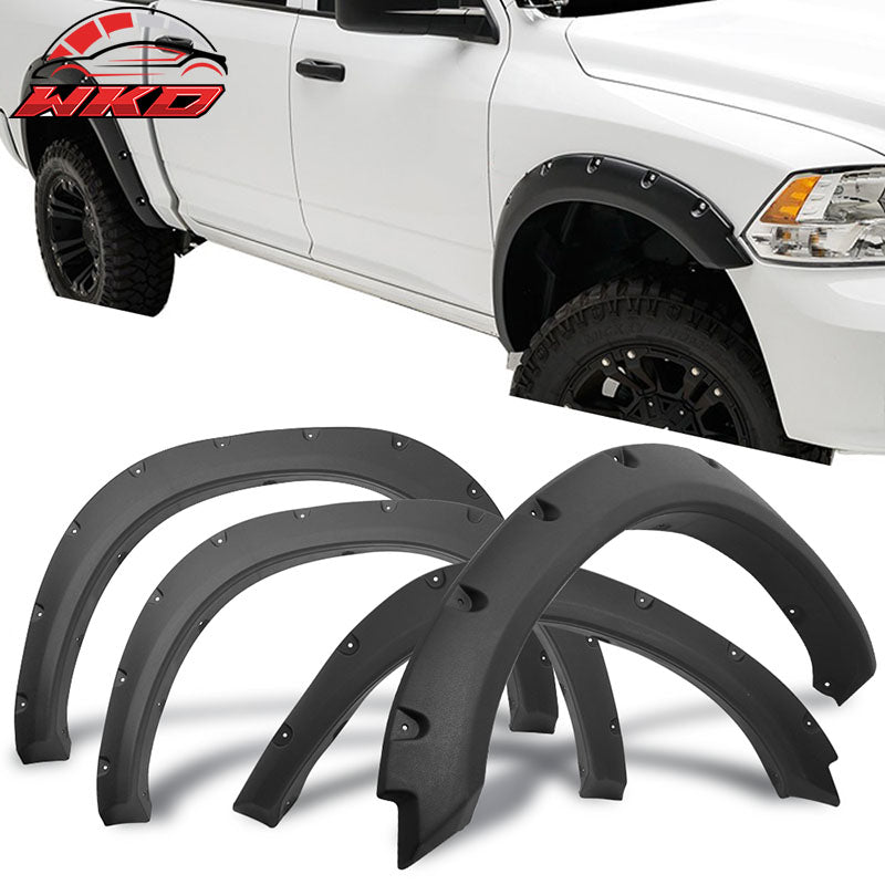 Fits 09-18 Dodge Ram 1500 Pocket Rivet Style Fender Flares Textured Black PP