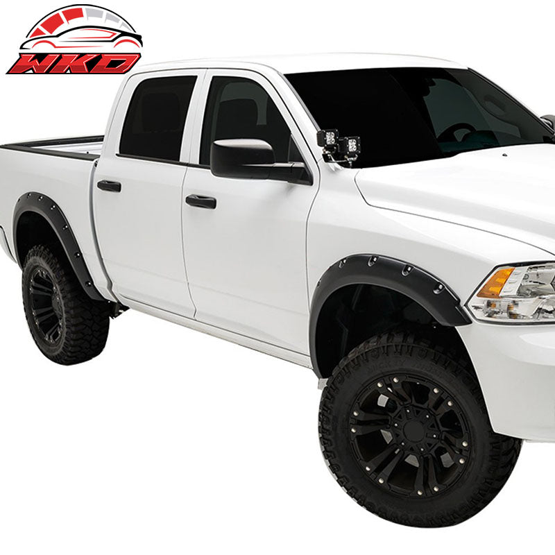 Fits 09-18 Dodge Ram 1500 Pocket Rivet Style Fender Flares Textured Black PP