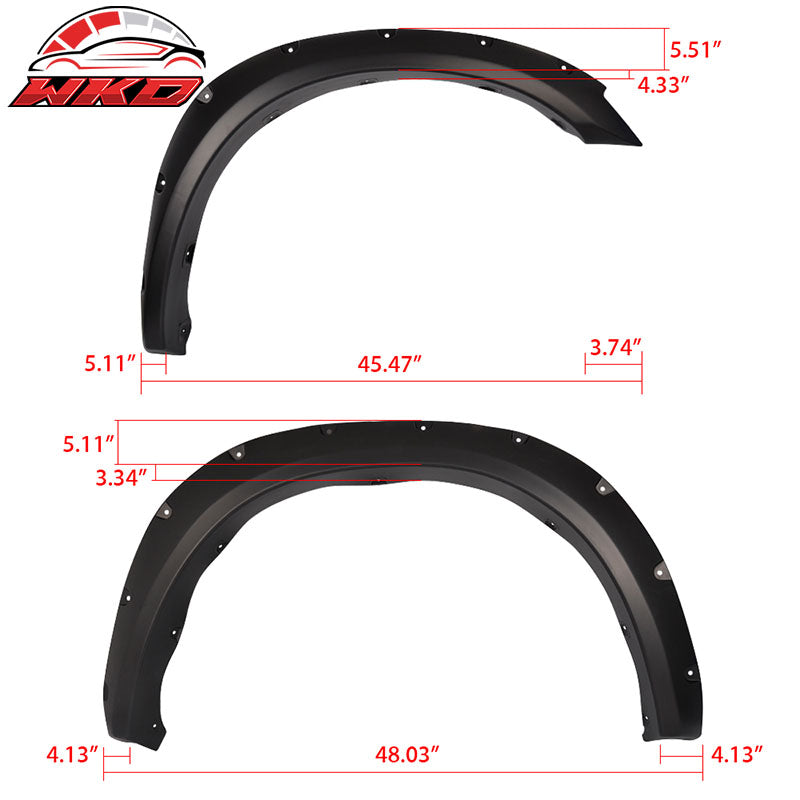 Fits 10-18 Dodge Ram 2500 3500 Pocket Rivet 4PC PP Matte Black Fender Flares
