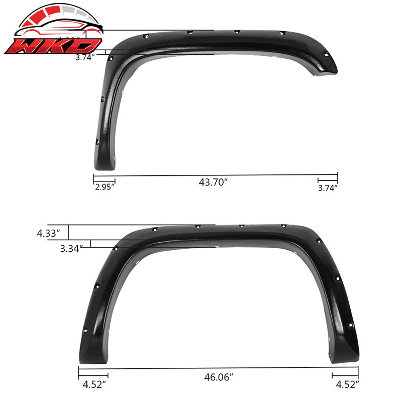 Fits 94-02 Dodge Ram Pocket Rivet Style Fender Flares ABS Textured 4PC