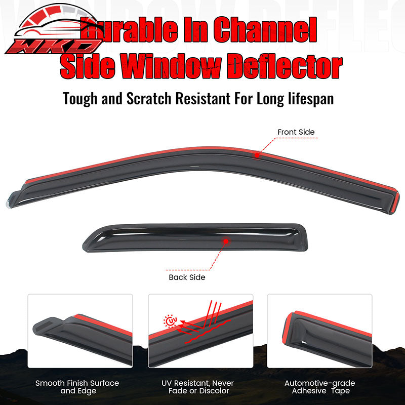 Fits 09-24 Dodge Ram 1500 & Classic Quad Cab Window Visors Deflectors In-Channel