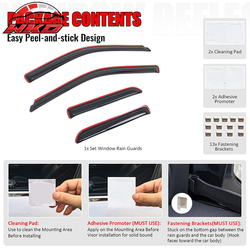 Fits 09-24 Dodge Ram 1500 & Classic Quad Cab Window Visors Deflectors In-Channel