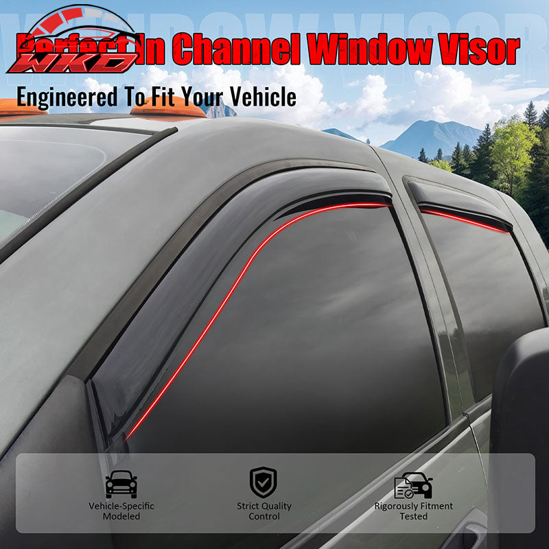 Fits 06-09 Dodge Ram 1500 2500 3500 Mega Cab Window Visors Deflectors In Channel