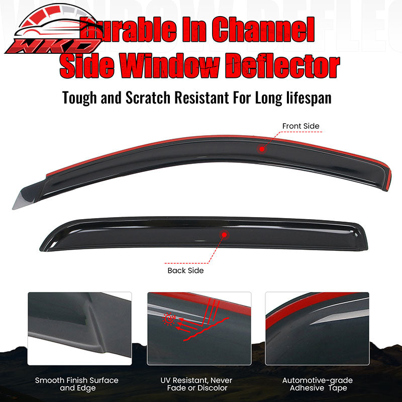 Fits 06-09 Dodge Ram 1500 2500 3500 Mega Cab Window Visors Deflectors In Channel
