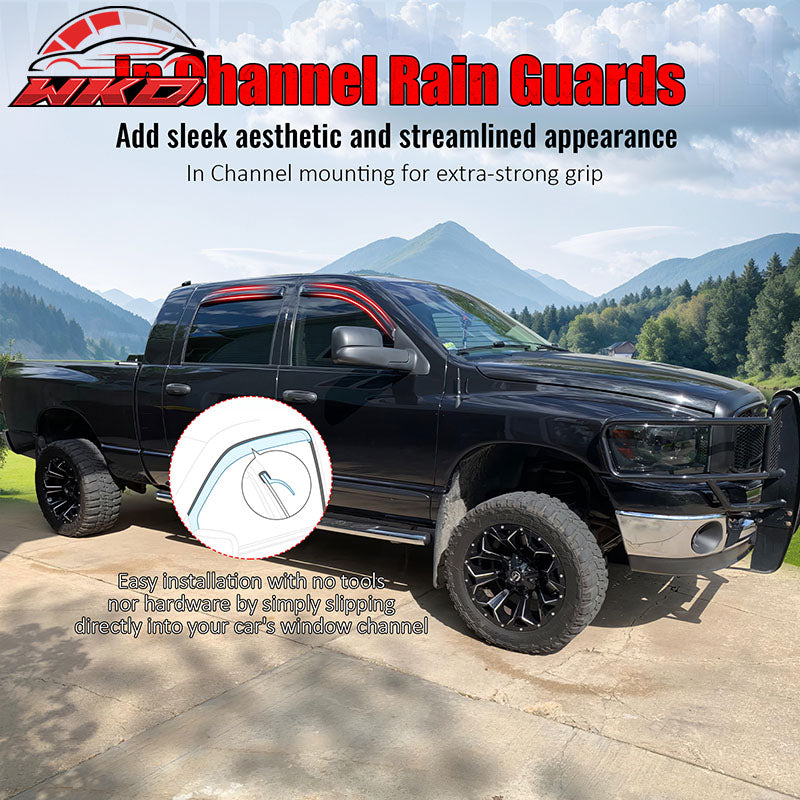 Fits 06-09 Dodge Ram 1500 2500 3500 Mega Cab Window Visors Deflectors In Channel