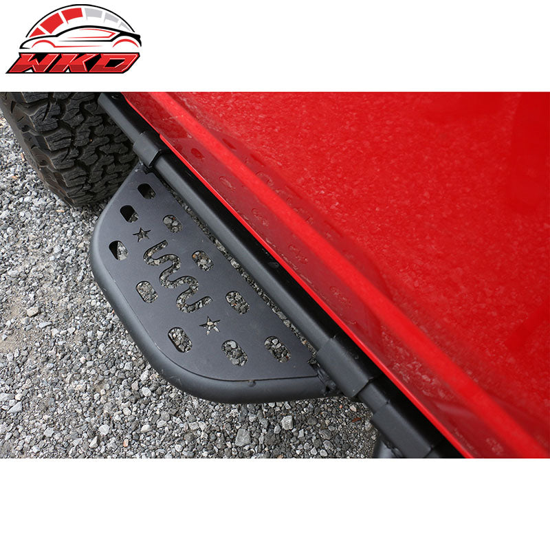 Fits 21-26 Ford Bronco 4-Door Rock Rail Side Steps Tungsten Steel Black 4PCS Set