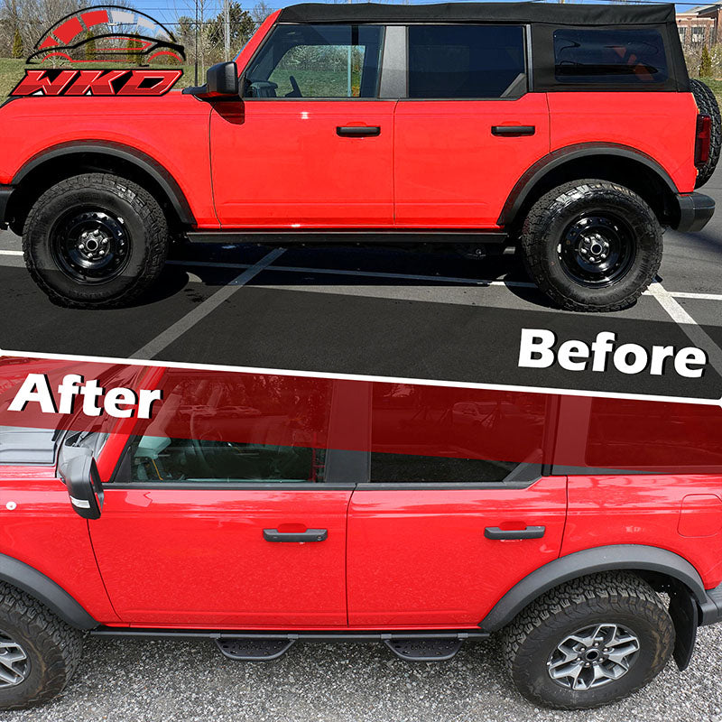 Fits 21-26 Ford Bronco 4-Door Rock Rail Side Steps Tungsten Steel Black 4PCS Set