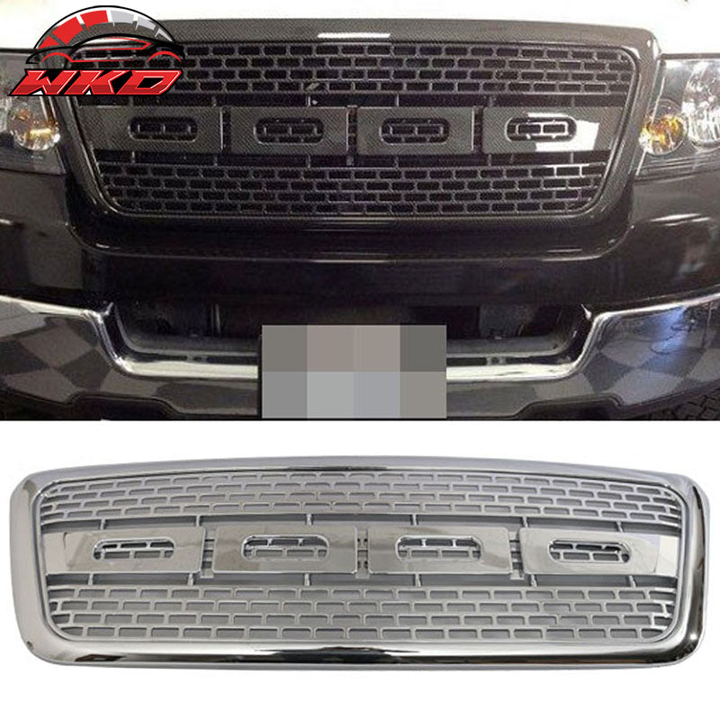 Fits 04-08 Ford F150 R Style Front Hood Bumper Grill Grille Replacement - Chrome