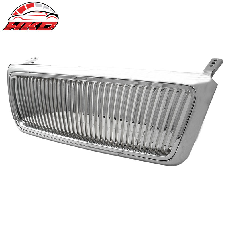 Fits 04-08 Ford F150 F-150 Pickup Front Bumper Hood Chrome Vertical Grill Grille