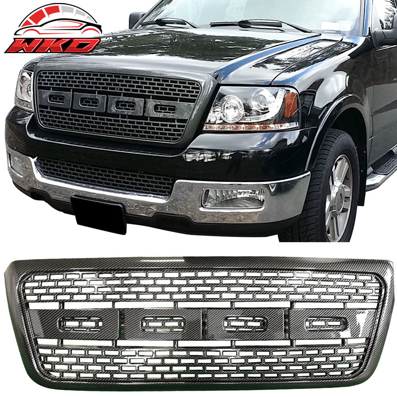 Fits 04-08 Ford F-150 R Style Front Bumper Hood Grille Carbon Fiber Hydro Dip